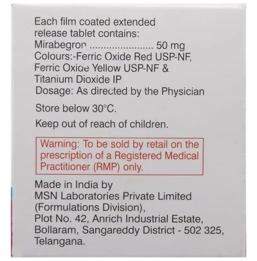 mirbeg 50mg tablet 10's